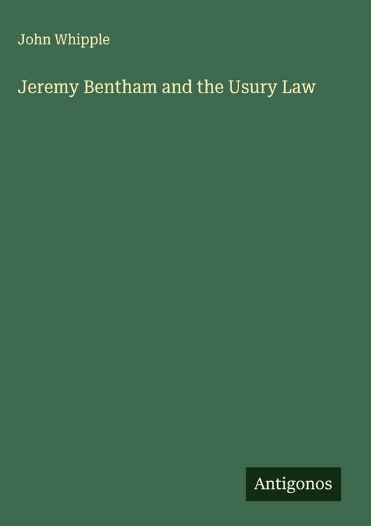 Produktbild: Jeremy Bentham and the Usury Law