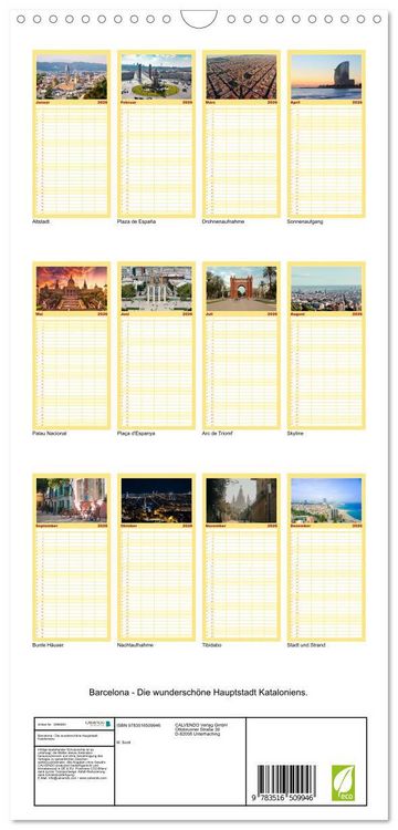 Produktbild: Familienplaner 2026 - Barcelona - Die wundersch&ouml;ne Hauptstadt Kataloniens. mit 5 Spalten (Wandkalender, 21 x 45 cm) CALVENDO