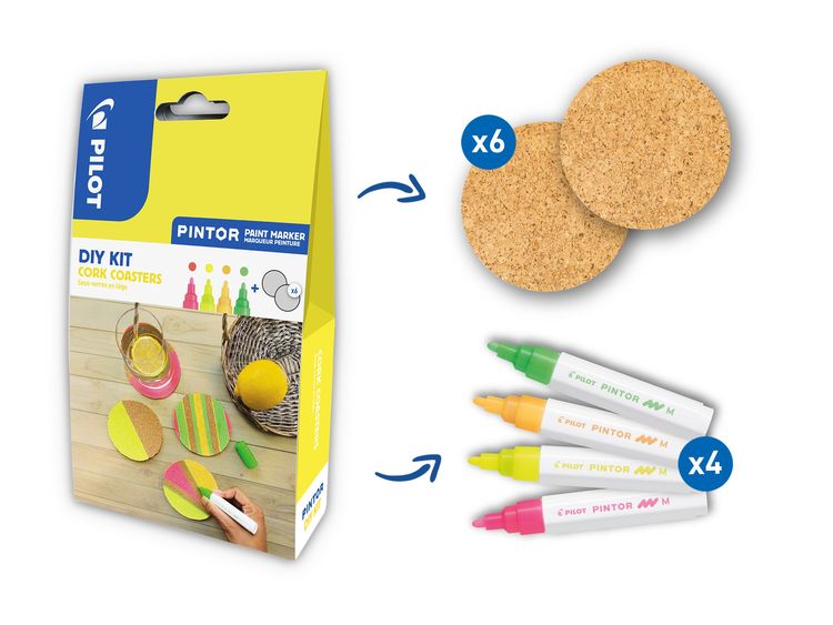 Produktbild: PILOT Kreativmarker PINTOR 4.5 (M) DIY-Set Kork Untersetzer
