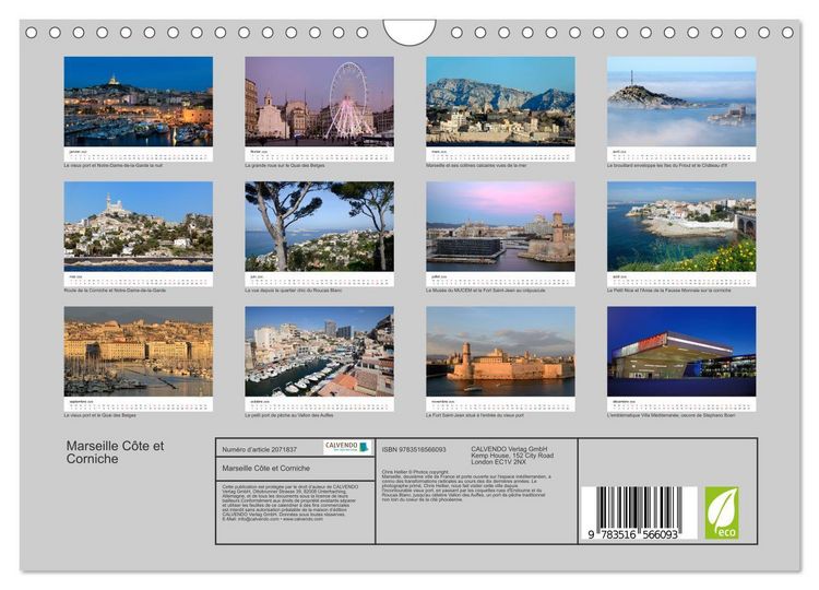 Produktbild: Marseille C&ocirc;te et Corniche (Calendrier mural 2026 DIN A4 vertical), CALVENDO calendrier mensuel