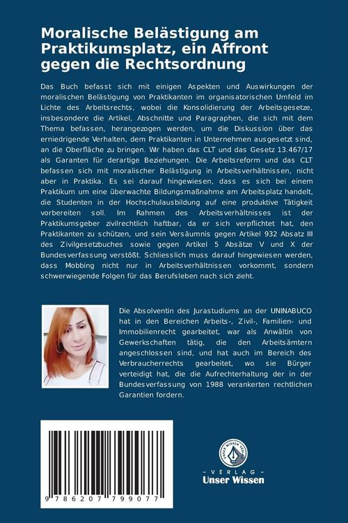 Produktbild: Moralische Bel&auml;stigung am Praktikumsplatz, ein Affront gegen die Rechtsordnung