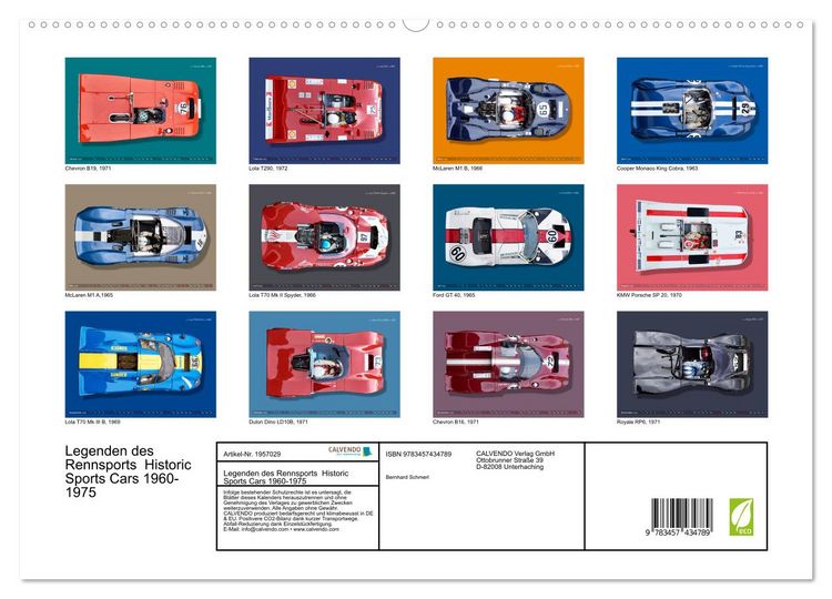 Produktbild: Legenden des Rennsports Historic Sports Cars 1960-1975 (hochwertiger Premium Wandkalender 2026 DIN A2 quer), Kunstdruck in Hochglanz