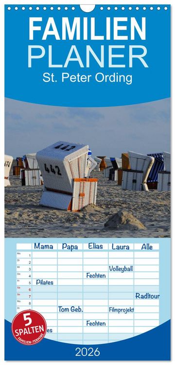 Produktbild: Familienplaner 2026 - St. Peter Ording mit 5 Spalten (Wandkalender, 21 x 45 cm) CALVENDO
