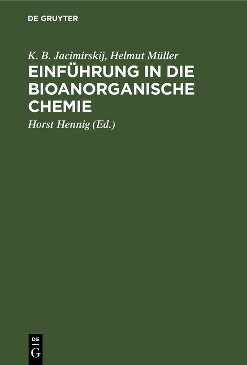 Produktbild: Einf&uuml;hrung in die bioanorganische Chemie