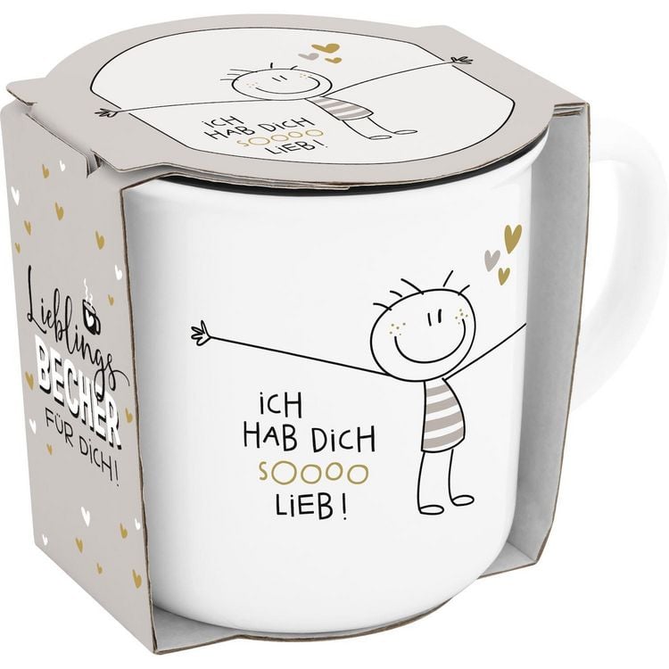 Produktbild: Becher in Emailleoptik "Hab dich sooo lieb"