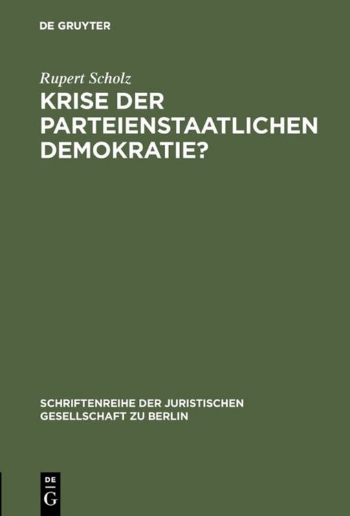 Produktbild: Krise der parteienstaatlichen Demokratie?