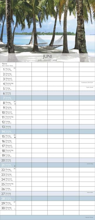 Produktbild: Traumziele 2026 Familienplaner - Familienkalender - Wandkalender - 19,5x45