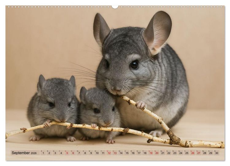Produktbild: Chinchillas - Meister der Niedlichkeit (Wandkalender 2026 DIN A2 quer), CALVENDO Monatskalender