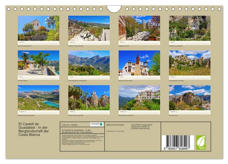 Produktbild: El Castell de Guadalest - In der Berglandschaft der Costa Blanca (Wandkalender 2026 DIN A4 quer), CALVENDO Monatskalender
