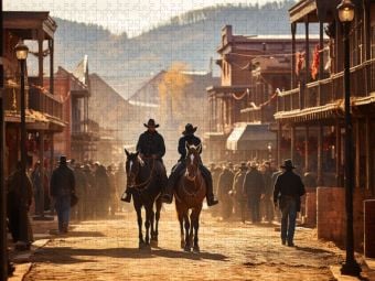 Produktbild: CALVENDO Puzzle Morgens auf den Stra&szlig;en im wilden Westen | 1000 Teile Lege-Gr&ouml;&szlig;e 64x48cm Foto-Puzzle f&uuml;r gl&uuml;ckliche Stunden