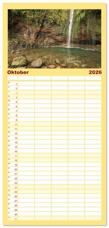 Produktbild: Familienplaner 2026 - Wundersch&ouml;nes Madeira mit 5 Spalten (Wandkalender, 21 x 45 cm) CALVENDO