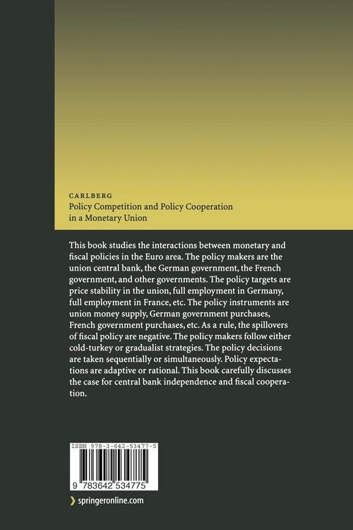 Produktbild: Policy Competition and Policy Cooperation in a Monetary Union