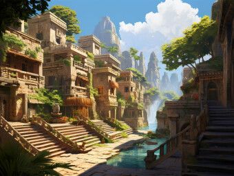 Produktbild: CALVENDO Puzzle Fantasie einer alten s&uuml;damerikanischen Stadt - Maya Inka | 1000 Teile Lege-Gr&ouml;&szlig;e 64x48cm Foto-Puzzle f&uuml;r gl&uuml;ckliche Stunden