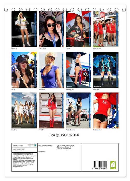 Produktbild: Beauty Grid Girls 2026 (Tischkalender 2026 DIN A5 hoch), CALVENDO Monatskalender