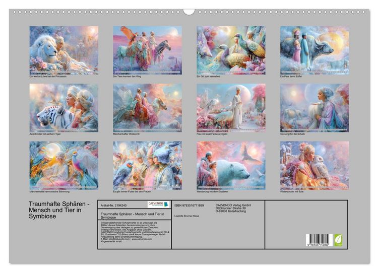 Produktbild: Traumhafte Sph&auml;ren - Mensch und Tier in Symbiose (Wandkalender 2026 DIN A2 quer), CALVENDO Monatskalender
