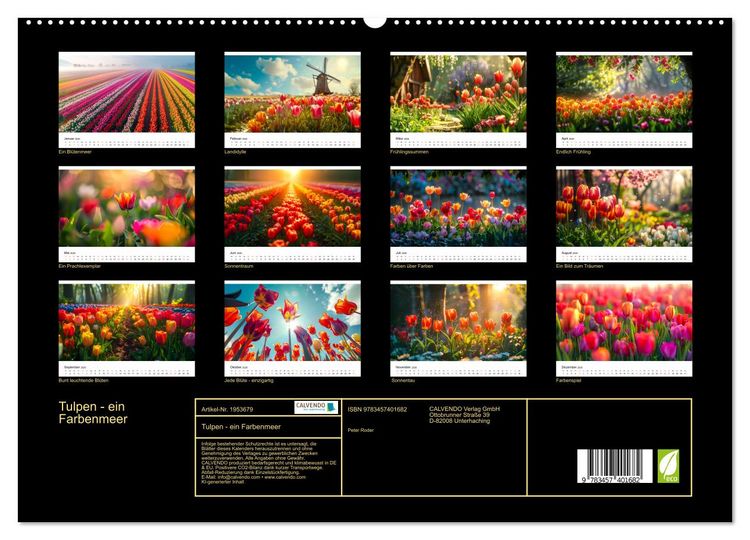 Produktbild: Tulpen - ein Farbenmeer (hochwertiger Premium Wandkalender 2026 DIN A2 quer), Kunstdruck in Hochglanz