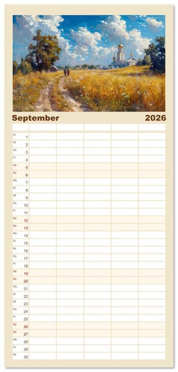 Produktbild: Familienplaner 2026 - Reise mit der ostslawischen Seele mit 5 Spalten (Wandkalender, 21 x 45 cm) CALVENDO
