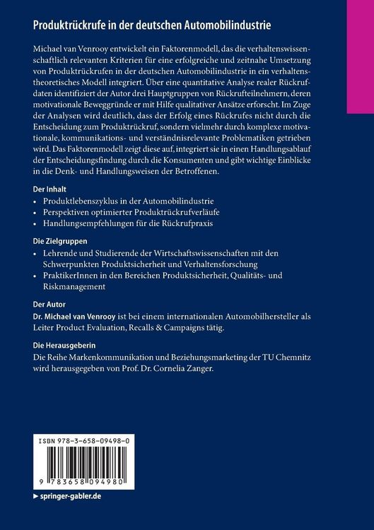 Produktbild: Produktr&uuml;ckrufe in der deutschen Automobilindustrie