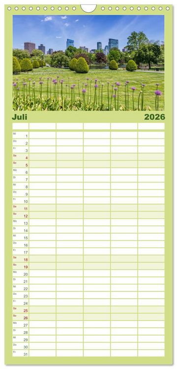 Produktbild: Familienplaner 2026 - Stadtansichten aus Boston mit 5 Spalten (Wandkalender, 21 x 45 cm) CALVENDO