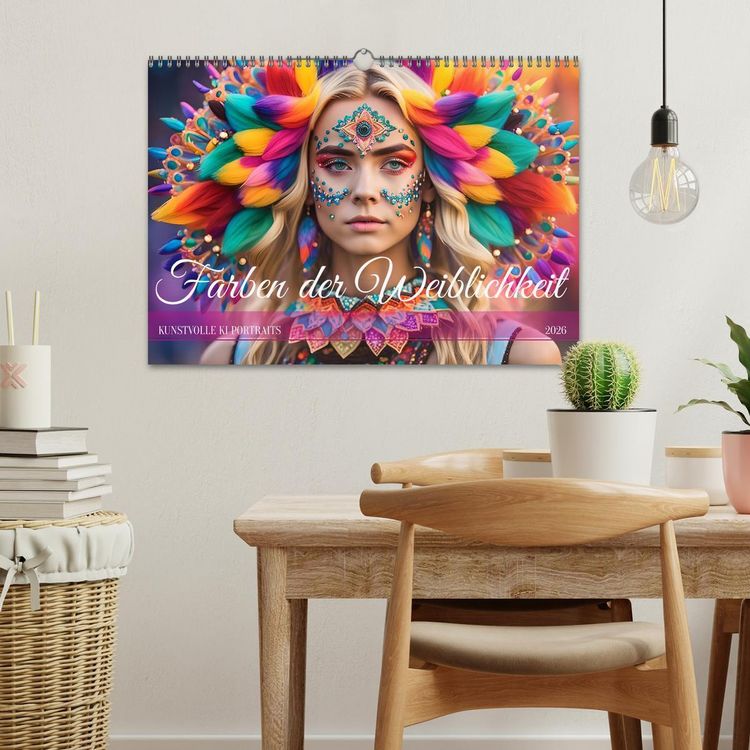 Produktbild: Farben der Weiblichkeit - Kunstvolle KI Portraits (Wandkalender 2026 DIN A3 quer), CALVENDO Monatskalender