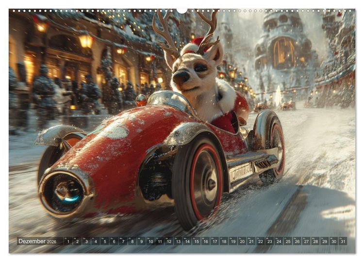 Produktbild: Tierische Rennfahrer - Mit Tieren im Oldtimer durch das Jahr (hochwertiger Premium Wandkalender 2026 DIN A2 quer), Kunstdruck in Hochglanz