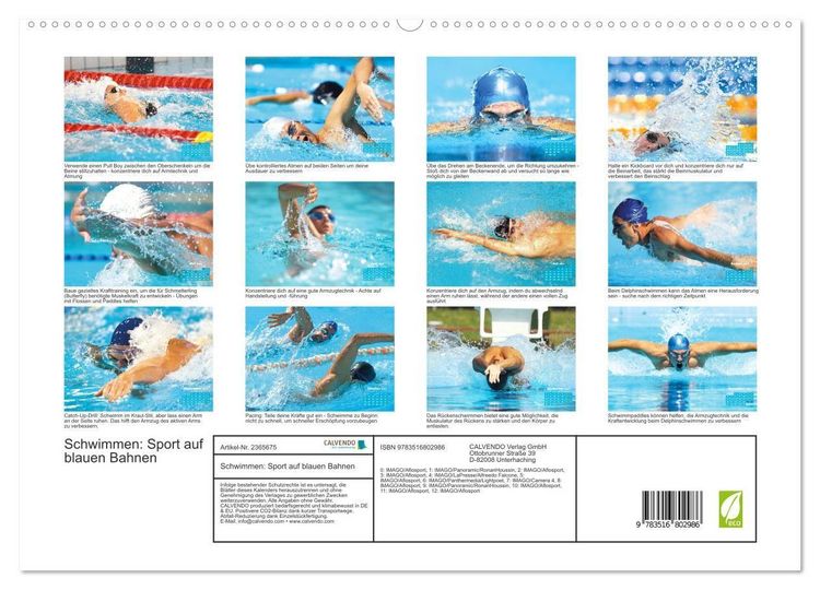 Produktbild: Schwimmen: Sport auf blauen Bahnen (hochwertiger Premium Wandkalender 2027 DIN A2 quer), Kunstdruck in Hochglanz