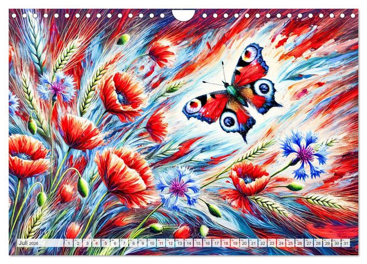 Produktbild: Schmetterlinge und ihre Blumenfreunde in lebhaften Farben (Wandkalender 2026 DIN A4 quer), CALVENDO Monatskalender