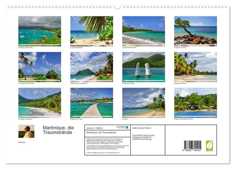 Produktbild: Martinique, die Traumstr&auml;nde (hochwertiger Premium Wandkalender 2026 DIN A2 quer), Kunstdruck in Hochglanz
