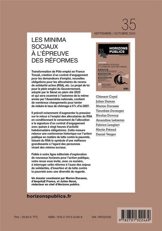 Produktbild: Horizons Publics ; Les Minima Sociaux a L'epreuve des Reformes