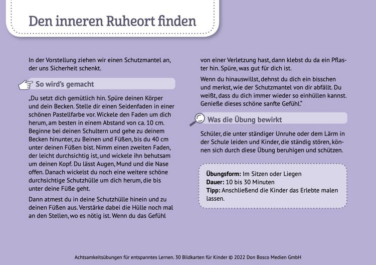 Produktbild: Achtsamkeits&uuml;bungen f&uuml;r entspanntes Lernen. 30 Bildkarten f&uuml;r Kinder