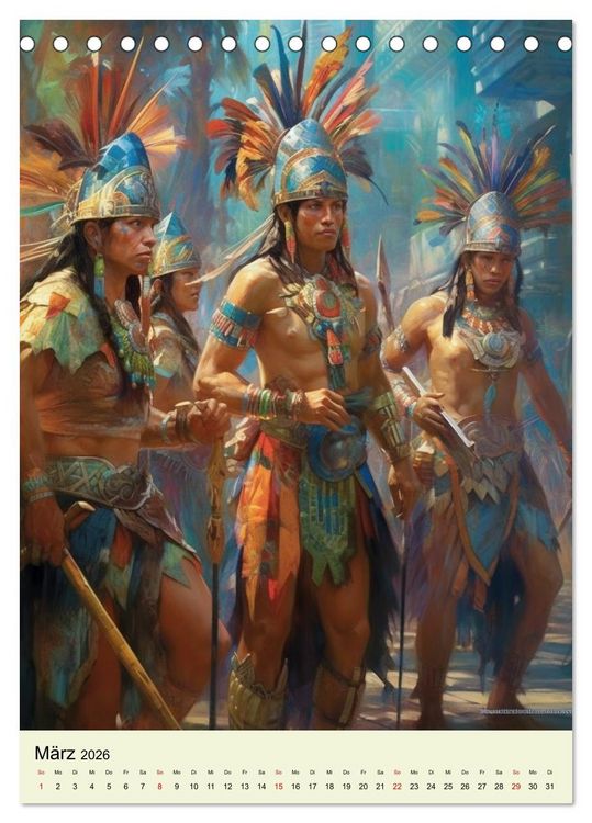 Produktbild: Fantasy-Azteken. Mesoamerikanische Krieger einer Hochkultur (Tischkalender 2026 DIN A5 hoch), CALVENDO Monatskalender