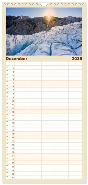 Produktbild: Familienplaner 2026 - Neuseeland - Landschaftstr&auml;ume mit 5 Spalten (Wandkalender, 21 x 45 cm) CALVENDO