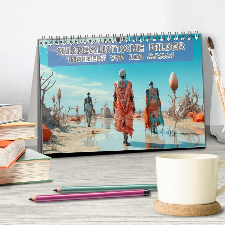 Produktbild: Surrealistische Bilder - Inspiriert von den Massai (Tischkalender 2026 DIN A5 quer), CALVENDO Monatskalender