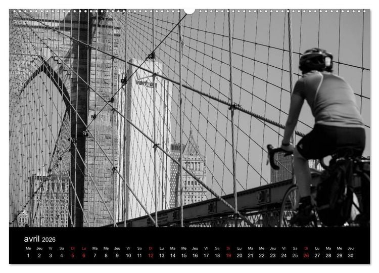 Produktbild: New York en noir et blanc (Calendrier mural 2026 DIN A2 vertical) calendrier de bureau