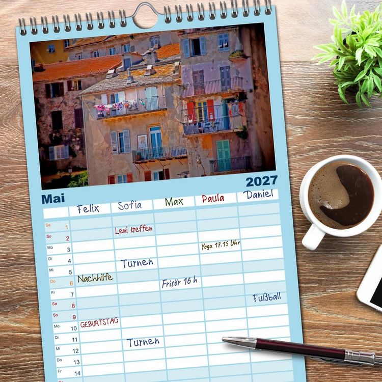Produktbild: Familienplaner 2027 - Korsika - Farben einer wilden Sch&ouml;nheit mit 5 Spalten (Wandkalender, 21 x 45 cm) CALVENDO