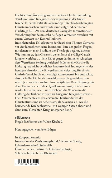 Produktbild: Pazifismus und Kriegsdienstverweigerung in der fr&uuml;hen Kirche