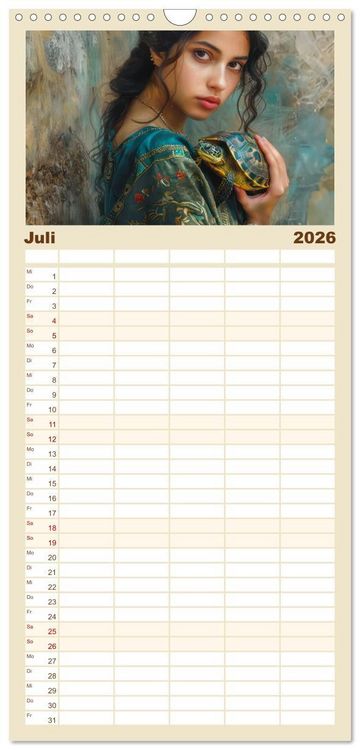 Produktbild: Familienplaner 2026 - Tierliebe - In exotischer Umgebung mit 5 Spalten (Wandkalender, 21 x 45 cm) CALVENDO