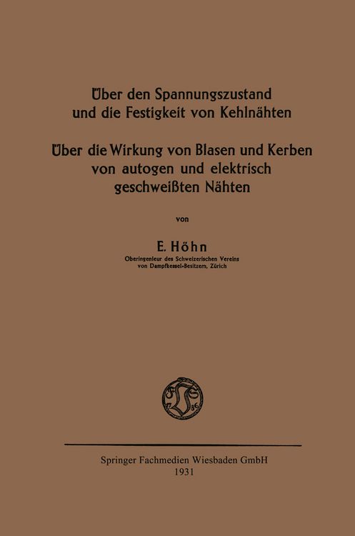 Produktbild: &Uuml;ber den Spannungszustand und die Festigkeit von Kehln&auml;hten