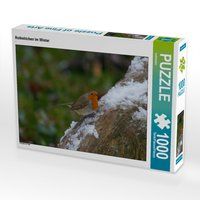 Produktbild: CALVENDO Puzzle Rotkehlchen im Winter 1000 Teile Lege-Gr&ouml;&szlig;e 64 x 48 cm Foto-Puzzle Bild von kattobello