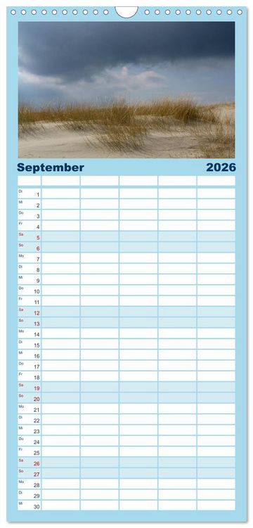 Produktbild: Familienplaner 2026 - Strandwanderungen auf Texel mit 5 Spalten (Wandkalender, 21 x 45 cm) CALVENDO