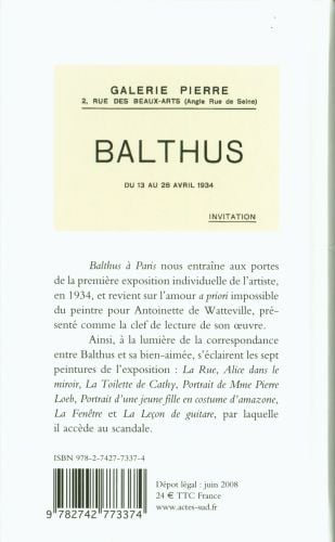 Produktbild: Balthus &agrave; Paris : la premi&egrave;re exposition, 1934