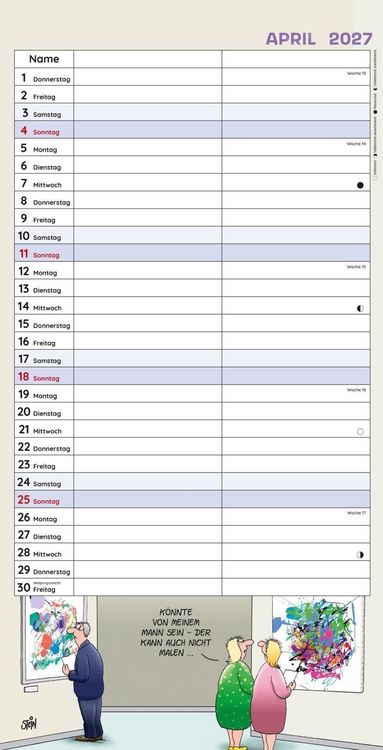 Produktbild: Uli Stein Timer f&uuml;r zwei 2027: Monatskalender f&uuml;r die Wand