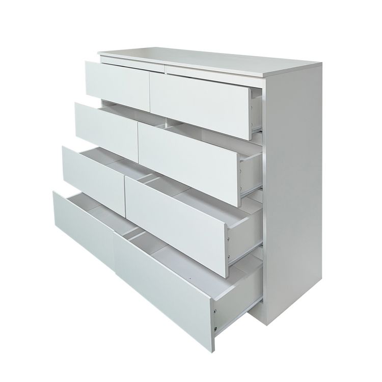 Produktbild: HTI-Living Moderne Kommode mit 8 grifflosen Schubladen Wei&szlig; Sideboard