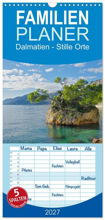 Produktbild: Familienplaner 2027 - Dalmatien - Stille Orte mit 5 Spalten (Wandkalender, 21 x 45 cm) CALVENDO