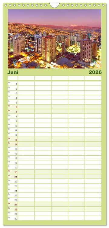 Produktbild: Familienplaner 2026 - Entdecke Bolivien mit 5 Spalten (Wandkalender, 21 x 45 cm) CALVENDO