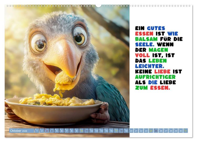 Produktbild: Vogelspr&uuml;che - Humor (hochwertiger Premium Wandkalender 2026 DIN A2 quer), Kunstdruck in Hochglanz