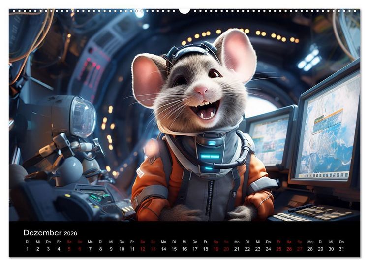 Produktbild: M&auml;use im All (Wandkalender 2026 DIN A2 quer), CALVENDO Monatskalender