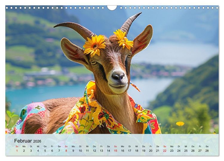 Produktbild: Ziegen im Modezauber. Ein alpiner Fashion-Marathon (Wandkalender 2026 DIN A3 quer), CALVENDO Monatskalender