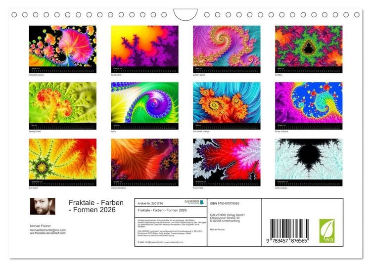 Produktbild: Fraktale - Farben - Formen 2026 (Wandkalender 2026 DIN A4 quer), CALVENDO Monatskalender