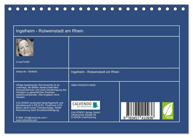 Produktbild: Ingelheim - Rotweinstadt am Rhein (Tischkalender 2026 DIN A5 quer), CALVENDO Monatskalender
